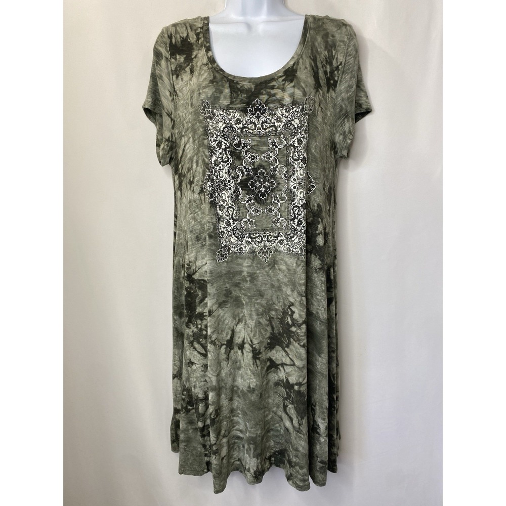 Style & Co Tie Dye Tshirt Dress Womens Size Large Forest Fairy Goblincore Drapey